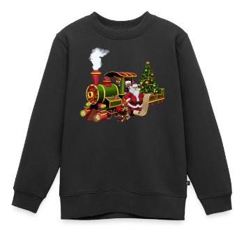 Santa avec un train - Sweat Premium enfant bio - noir - Devant - AI Model Kid Female (0cm)