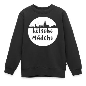 Köln, skyline,scherenschnitt,weiss,kölsche mädche - Kinder Premium Organic Sweatshirt - Schwarz - Vorne - AI Model Kid Female (0cm)