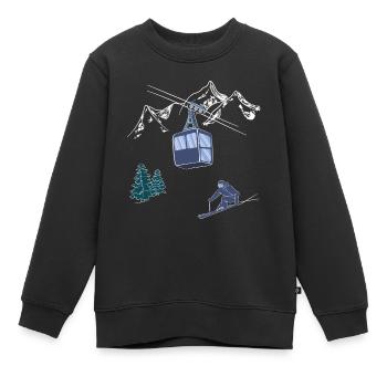 Poudreuse aux gens Scène des remontées mécaniques Skieur sur piste - Sweat Premium enfant bio - noir - Devant - AI Model Kid Female (0cm)