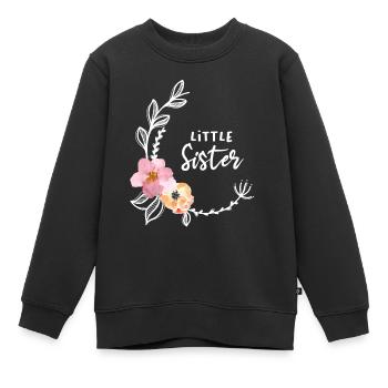 Blumenranke Kleine Schwester - Kinder Premium Organic Sweatshirt - Schwarz - Vorne - AI Model Kid Female (0cm)
