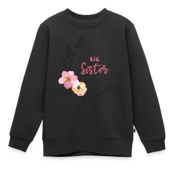 Blumenranke Große Schwester - Kinder Premium Organic Sweatshirt - Schwarz - Vorne - AI Model Kid Female (0cm)