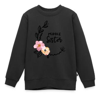 Blumenranke Mittlere Schwester - Kinder Premium Organic Sweatshirt - Schwarz - Vorne - AI Model Kid Female (0cm)