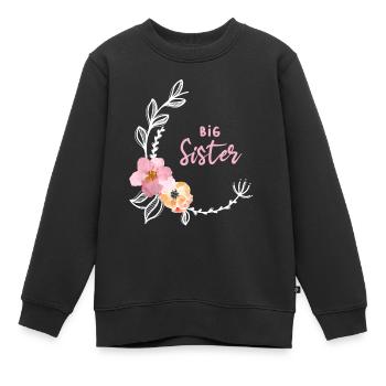 Blumenranke Große Schwester - Kinder Premium Organic Sweatshirt - Schwarz - Vorne - AI Model Kid Female (0cm)