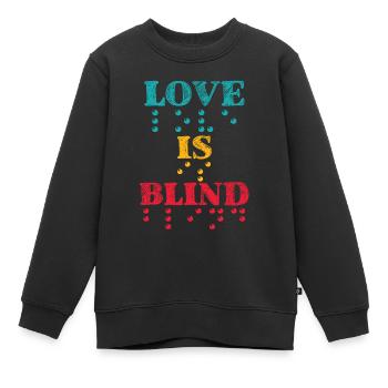 L’amour est aveugle braille - Sweat Premium enfant bio - noir - Devant - AI Model Kid Female (0cm)