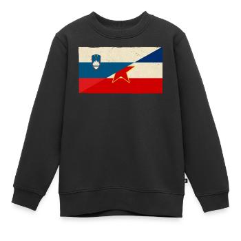 Slowenien und Jugoslawien Vintage Flagge - Kinder Premium Organic Sweatshirt - Schwarz - Vorne - AI Model Kid Female (0cm)