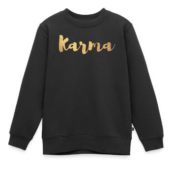 Karma Gold Yoga Écriture Manuscrite Vibes Citation de Luxe om - Sweat Premium enfant bio - noir - Devant - AI Model Kid Female (0cm)