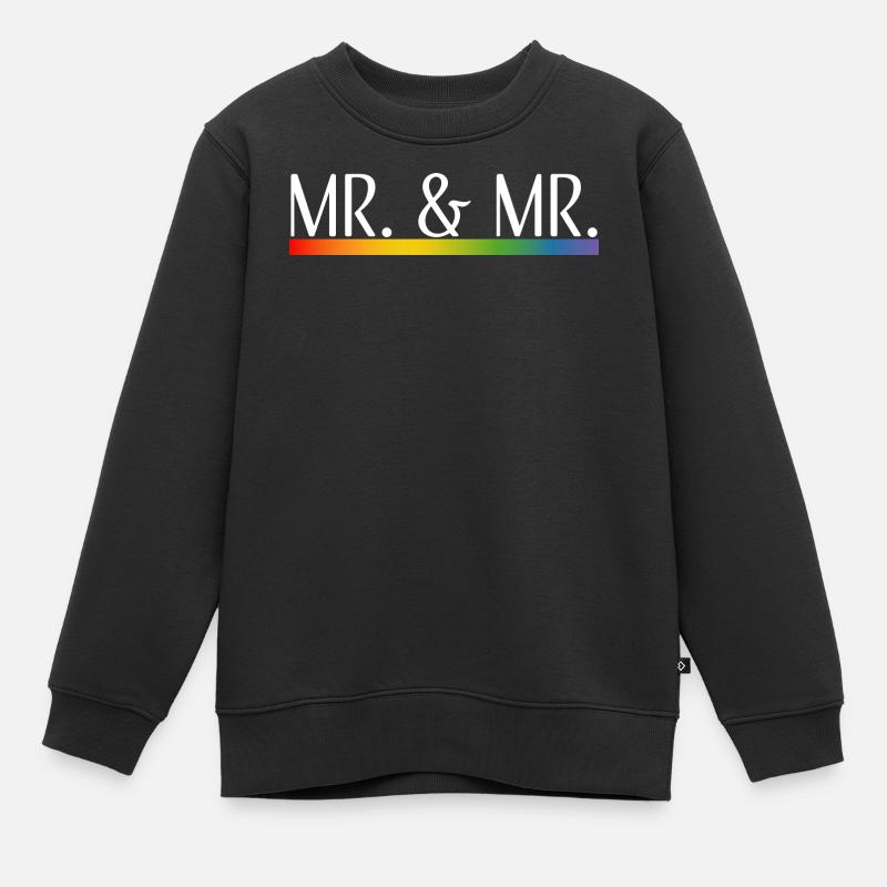 Rayures arc-en-ciel M. et M. blanc - Sweat Premium enfant bio - noir