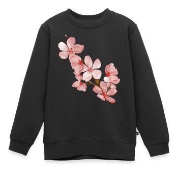 Fleur de cerisier - Sweat Premium enfant bio - noir - Devant - AI Model Kid Female (0cm)
