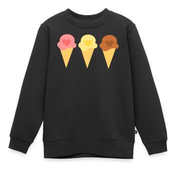 Eis Herz Eiscreme Erdbeereis Eisdiele Geschenk - Kinder Premium Organic Sweatshirt - Schwarz - Vorne - AI Model Kid Female (0cm)