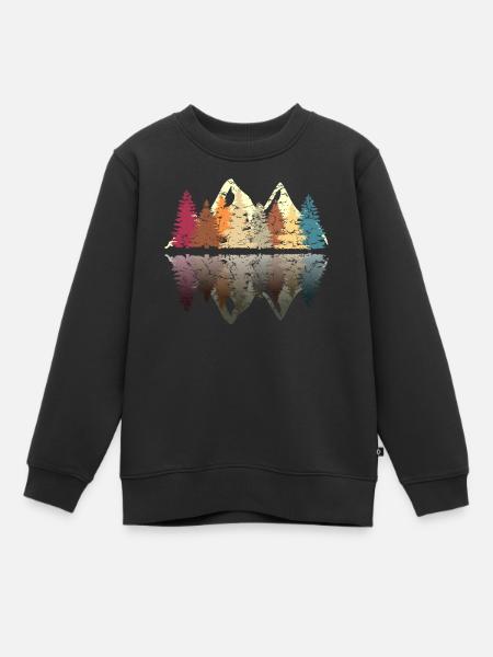 Forêt sur le lac au design rétro grunge - Sweat Premium enfant bio - noir