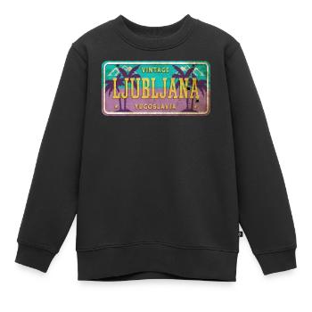 Ljubljana Jugoslawien Vintage Schild - Kinder Premium Organic Sweatshirt - Schwarz - Vorne - AI Model Kid Female (0cm)