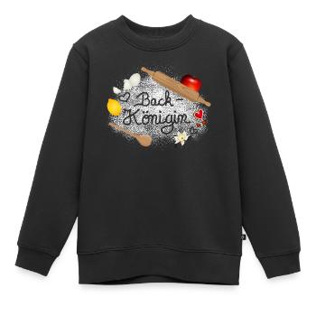 Mehl und Back Zutaten mit Schriftzug Back Königin - Kinder Premium Organic Sweatshirt - Schwarz - Vorne - AI Model Kid Female (0cm)