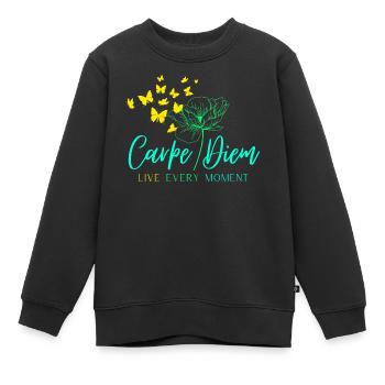 Carpe Diem VIVEZ CHAQUE INSTANT - Sweat Premium enfant bio - noir - Devant - AI Model Kid Female (0cm)