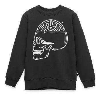 Crâne Labyrinthe-Cerveau - Sweat Premium enfant bio - noir - Devant - AI Model Kid Female (0cm)