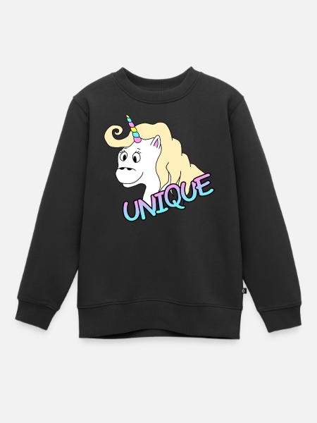 Einzigartiges Einhorn - Kinder Premium Organic Sweatshirt - Schwarz
