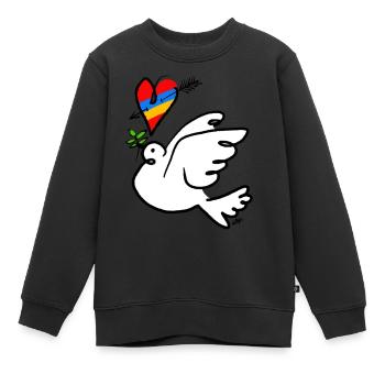 Friedenstaube, Ukraine - Kinder Premium Organic Sweatshirt - Schwarz - Vorne - AI Model Kid Female (0cm)