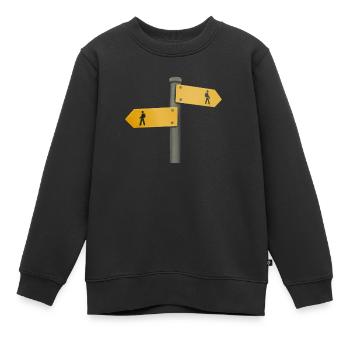 Panneau de randonnée panneau indicateur - Sweat Premium enfant bio - noir - Devant - AI Model Kid Female (0cm)