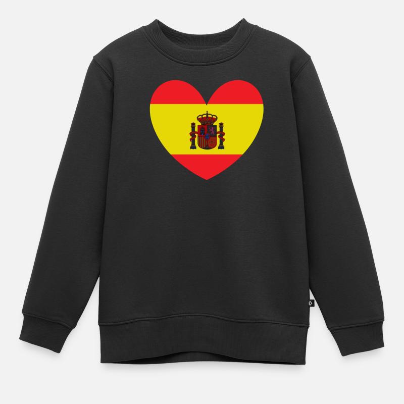 Drapeau du cœur de l’Espagne - Sweat Premium enfant bio - noir