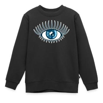 Auge blau Vorsehung Yin Yang Symbol - Kinder Premium Organic Sweatshirt - Schwarz - Vorne - AI Model Kid Female (0cm)