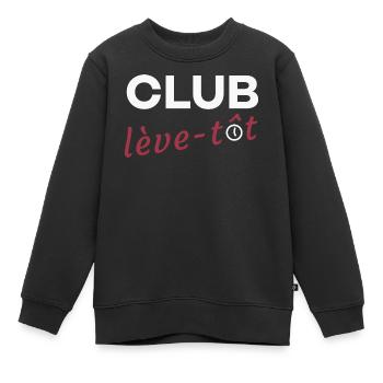 Club lève-tôt - Sweat Premium enfant bio - noir - Devant - AI Model Kid Female (0cm)