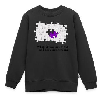 Puzzle - que se passe-t-il si vous avez raison et qu’ils ont tort? - Sweat Premium enfant bio - noir - Devant - AI Model Kid Female (0cm)