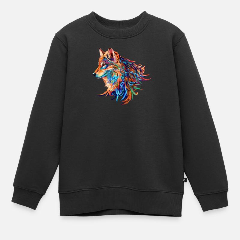 Wolf - Kinder Premium Organic Sweatshirt - Schwarz