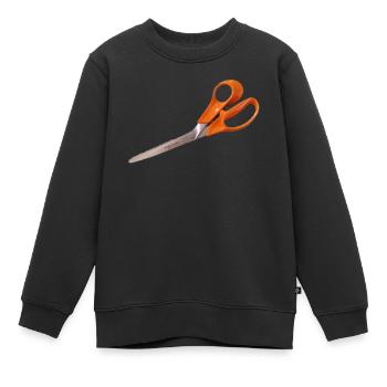 Orange Schere - Kinder Premium Organic Sweatshirt - Schwarz - Vorne - AI Model Kid Female (0cm)