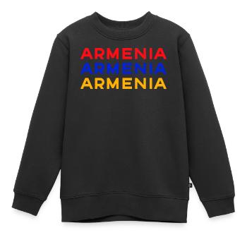 Armenia Dreifarbig Schrift-Design - Kinder Premium Organic Sweatshirt - Schwarz - Vorne - AI Model Kid Female (0cm)