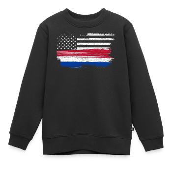 Grunge Flagge Pinselstrich Americana - Kinder Premium Organic Sweatshirt - Schwarz - Vorne - AI Model Kid Female (0cm)
