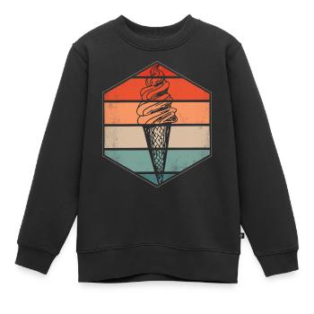 RETRO T-Shirt für Eisliebhaber... - Kinder Premium Organic Sweatshirt - Schwarz - Vorne - AI Model Kid Female (0cm)