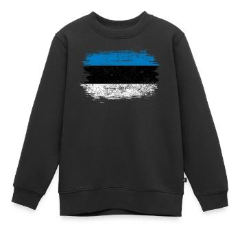 Blau-Weiße Pinselstrichflagge - Kinder Premium Organic Sweatshirt - Schwarz - Vorne - AI Model Kid Female (0cm)