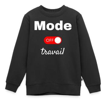 Mode travail off - Sweat Premium enfant bio - noir - Devant - AI Model Kid Female (0cm)