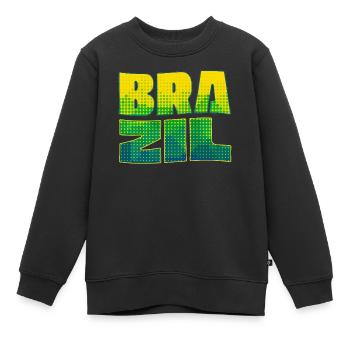 Brazil Schriftzug in Nationalfarben - Kinder Premium Organic Sweatshirt - Schwarz - Vorne - AI Model Kid Female (0cm)