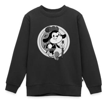 aventurier rétro avec sac à dos - Sweat Premium enfant bio - noir - Devant - AI Model Kid Female (0cm)