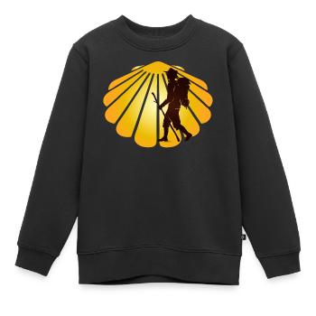 Un pèlerin sur un chemin de pèlerinage avec des pétoncles - Sweat Premium enfant bio - noir - Devant - AI Model Kid Female (0cm)