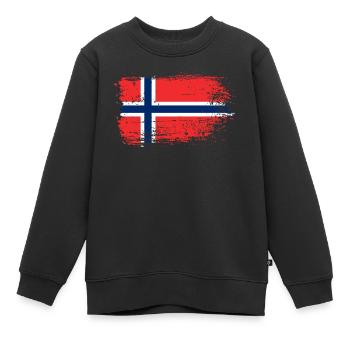 Norwegische Flagge Grunge Textur - Kinder Premium Organic Sweatshirt - Schwarz - Vorne - AI Model Kid Female (0cm)