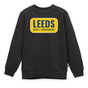Leeds West Yorkshire Badge - Kinder Premium Organic Sweatshirt - Schwarz - Vorne - AI Model Kid Female (0cm)