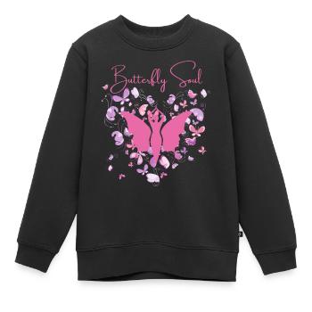 Une nouvelle âme de papillon - Sweat Premium enfant bio - noir - Devant - AI Model Kid Female (0cm)