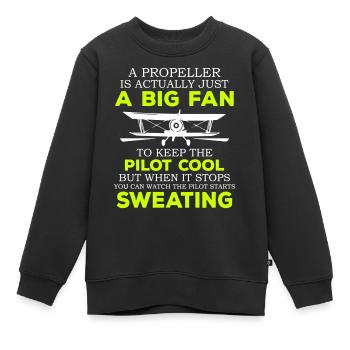 Avion Job Aéroport - Sweat Premium enfant bio - noir - Devant - AI Model Kid Female (0cm)