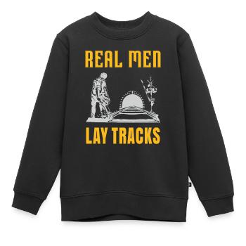 Echte Kerle verlegen Schienen - Kinder Premium Organic Sweatshirt - Schwarz - Vorne - AI Model Kid Female (0cm)
