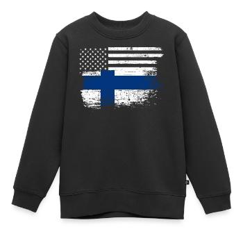 Drapeau américain de la Finlande - Sweat Premium enfant bio - noir - Devant - AI Model Kid Female (0cm)