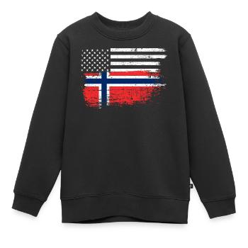 Grunge USA Norwegen Flagge Mash - Kinder Premium Organic Sweatshirt - Schwarz - Vorne - AI Model Kid Female (0cm)