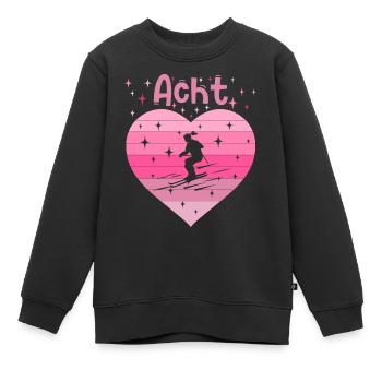 Herz Liebe Hobby Skifahren 8. Geburtstag - Kinder Premium Organic Sweatshirt - Schwarz - Vorne - AI Model Kid Female (0cm)