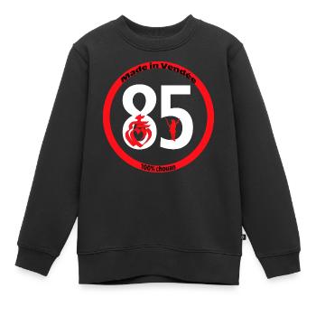 85 , Made in vendée, 100% chouan - Sweat Premium enfant bio - noir - Devant - AI Model Kid Female (0cm)