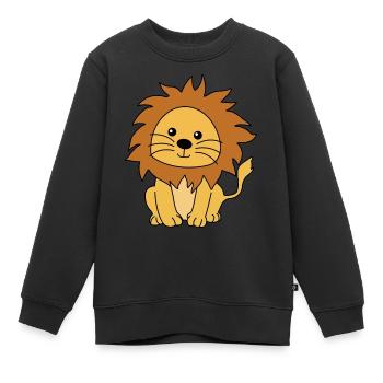 Lion - Sweat Premium enfant bio - noir - Devant - AI Model Kid Female (0cm)