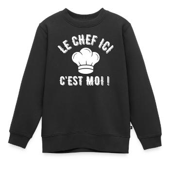 cuisinier, fan de cuisine, chef de cuisine - Sweat Premium enfant bio - noir - Devant - AI Model Kid Female (0cm)
