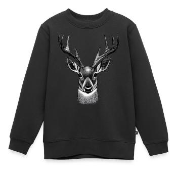 Tête de cerf en automne Bois de cerf Buck Fawn - Sweat Premium enfant bio - noir - Devant - AI Model Kid Female (0cm)