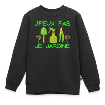 jardiner, jardinage, fan de jardinage - Sweat Premium enfant bio - noir - Devant - AI Model Kid Female (0cm)