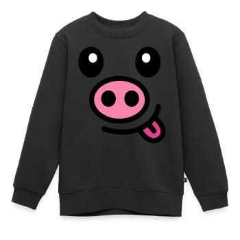 Porc Animal Porc Porc - Sweat Premium enfant bio - noir - Devant - AI Model Kid Female (0cm)