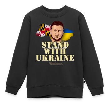 Ukraine Maryland - Sweat Premium enfant bio - noir - Devant - AI Model Kid Female (0cm)